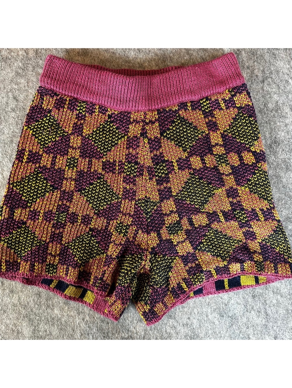 FP Beach Women's Knit Patterned Shorts Multicolor Cozy IndieSleaze CottageXS